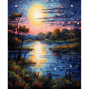Soirée coucher de soleil paysages naturels courte charpie toile diamant peinture Kit pour adultes diamant Art toile peinture - Product Image 1