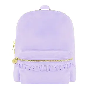 子供のためのカスタムスクールバッグベルベットフリルハートバックパック女性の小さなピンクのバックパック