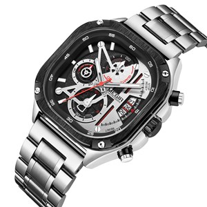 Montre élégante pour homme d'affaires, chronographe multifonctionnel avec bracelet en acier inoxydable, montre à quartz - Product Image 5