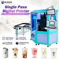 Machine d'impression sérigraphique à jet d'encre CMYKW entièrement automatique à grande vitesse, à passage unique, avec alimentation et déchargement pour gobelets en plastique et en papier
