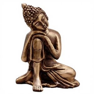 พระพุทธรูปพักผ่อน งานศิลปะ วัสดุทองเหลืองสีน้ำตาล - Product Image 1