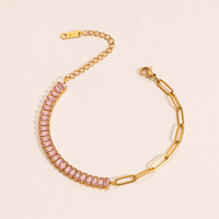 Nouveau bracelet tennis cubain pour enfants en argent sterling S925 plaqué or avec moissanite taille émeraude, cadeau de luxe tendance