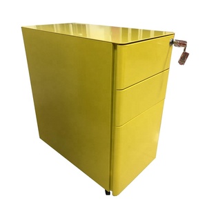 Classeur mobile étroit à 3 tiroirs, armoire de bureau en métal slim, sur roulettes, avec porte courbée