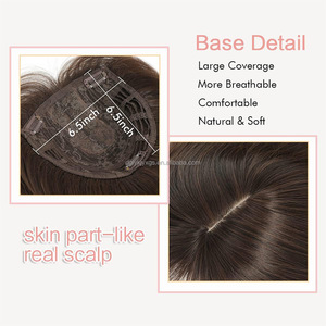 Capelli da donna 18 pollici Mono Base Toupee In seta Ombre In oro con Clip In Topper capelli con frangia parrucche sintetiche per capelli sottili da donna