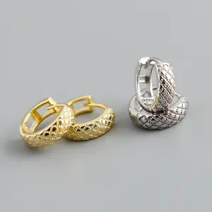 JS4170 Fashion Earrings Jewelry 925 Sterling Silver Zircon Huggie Earrings Punk Gold Plated Tattoo Thick Hoop Earrings For Women