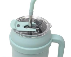 Nouvelle conception de bouteille isotherme avec poignée et paille, double paroi en acier inoxydable 304, facile à transporter - Product Image 6