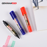 Marqueur permanent imperméable à l'encre solide Genvana à double tête rechargeable 6,0/1,5 mm pour CD avec 12 couleurs