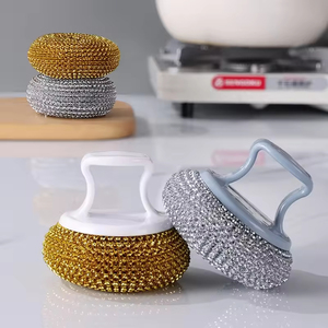 Cepillo para Ollas Desmontable y Lavable de Acero Inoxidable Antiadherente con Mango de Plástico para Limpieza de Cocina Doméstica - Product Image 1