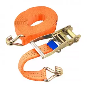 Professional sling manufacturer supplier 50mm polyester webbing ratchet lashing tie down strap with double j hooks sling