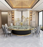 Ensemble de table à manger moderne ronde en métal pour 20 personnes avec plateau en marbre pour restaurant et salon