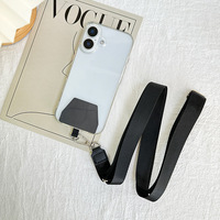 Dragonne de téléphone réglable à porter en bandoulière avec patch de fixation, sangle universelle en nylon, crochet rotatif à 360°, anti-perte pour téléphone portable