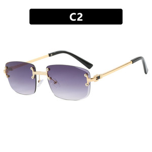 High Quality Fashion for Over Size <b>Square</b> Rimless Women's <b>Sunglasses</b> Trendy Metal Frame % UV Protection Shades - Product Image 3