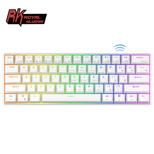 Real Kludger-Teclado mecánico RK61 para ordenador portátil, Teclado mecánico inalámbrico rgb de 60% gams, con 61 teclas, color blanco, 60, para videojuegos, azul y rojo, gk61 - Product Image 1