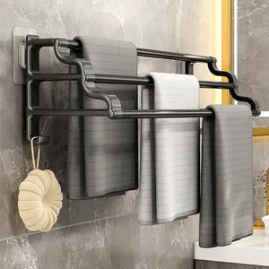 Hoge Kwaliteit Badkamer Handdoekenrek Opberg Organizer 3 Tier Muur Mount Rail Hanger Handdoekhouder Voor Toilet