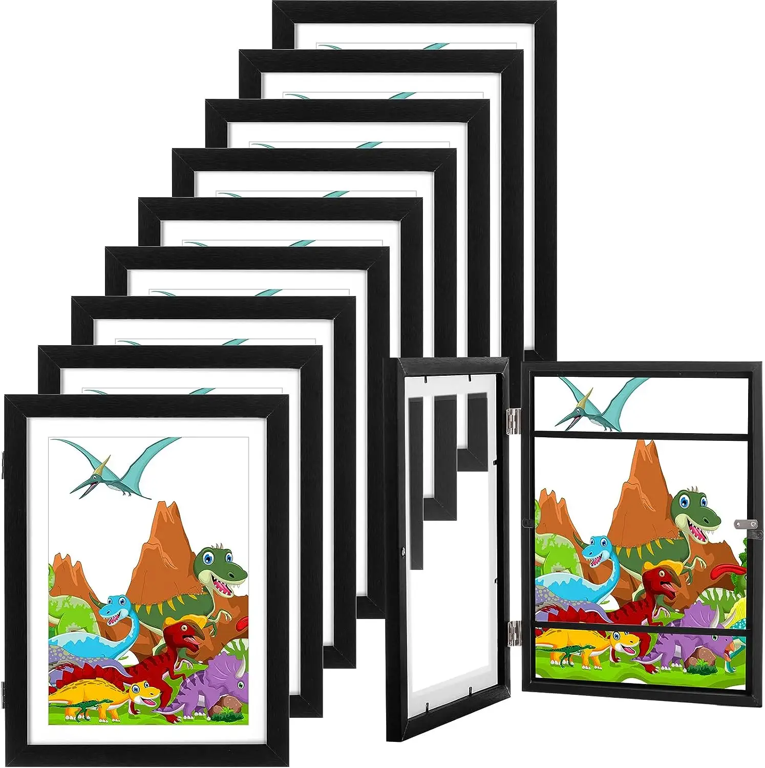 Vendita calda Kids Artwork Picture Frame apertura anteriore Display Storage cornici in legno per bambini Art Storage per progetti artistici Schoolwork