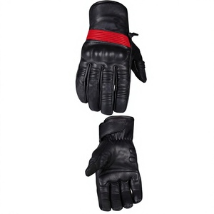 Gants de moto de haute qualité pour adultes, couleur noire, en cuir de chèvre, design anti-friction, gants de course à moto. - Product Image 2