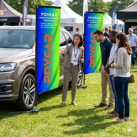 Drapeau personnalisé à sublimation avec base de voiture, mât en fibre de verre, drapeau de plage durable, publicité extérieure, drapeau droit