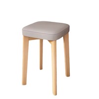 Tabouret carré empilable moderne en bois massif avec assise rembourrée, chaise de salle à manger durable au design simple et moderne pour la maison, les restaurants, les bars et les hôtels