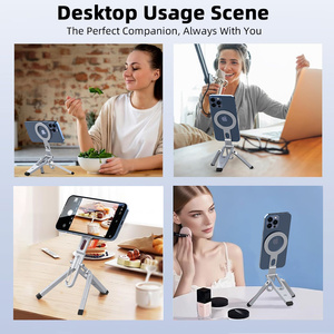 Support de téléphone magnétique en alliage d'aluminium, pliable, portable, avec mousqueton, support multi-angles pour bureau, selfie, vlogging, voyage - Product Image 3