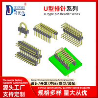 Conector DuPont Header en Forma de U con Paso de 1.27/2.0/2.54/3.96mm, Conector Macho de Una/Doble Fila para PCB, Chapado en Oro, para Automoción