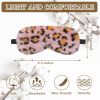 Masque de sommeil en peluche à imprimé léopard, masque pour les yeux doux et duveteux, dos en satin, bandeau élastique pour les yeux, masque pour les yeux pour le voyage et le sommeil