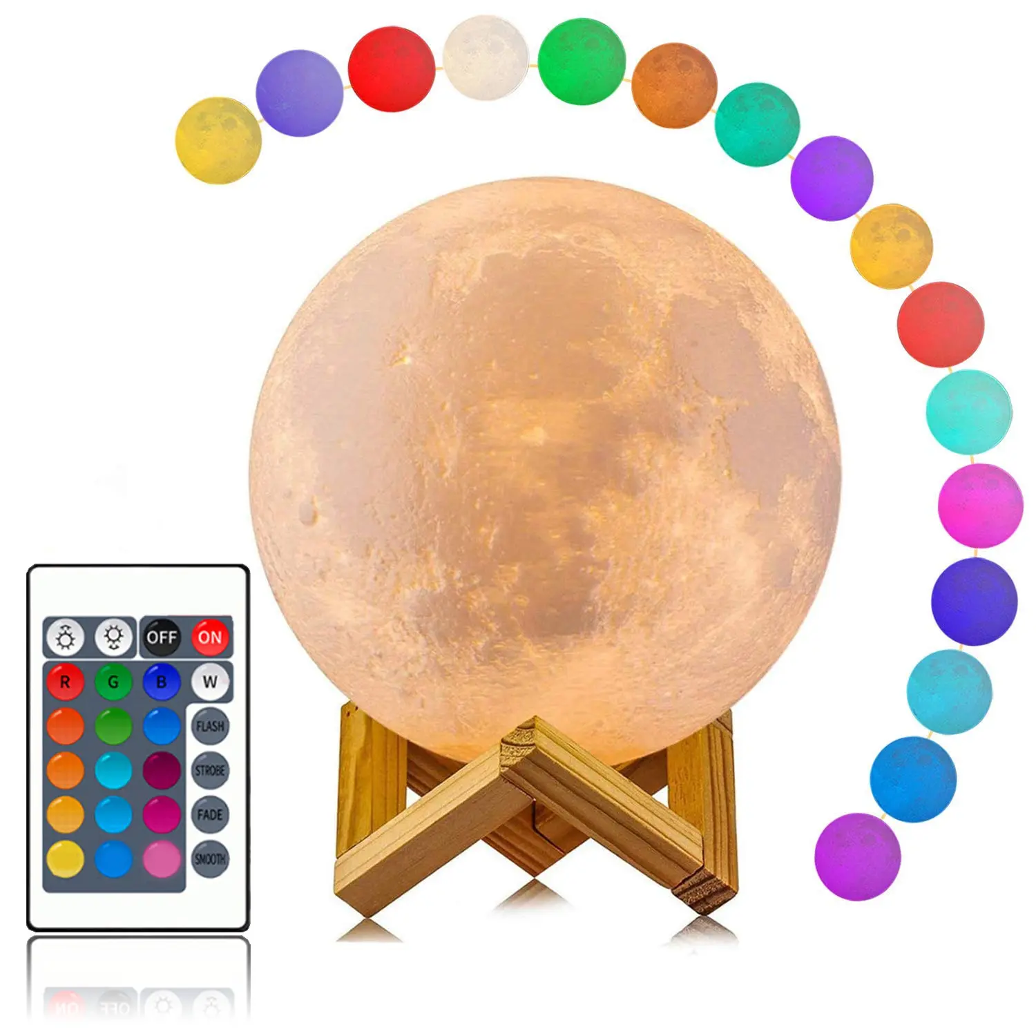 3D Moon Lamp 16 Colors Moon Touch Light With Remote Control USB Rechargeable LED Night Light For Home Decoration