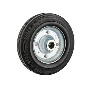 Hot Selling 160/200mm Swivel Black Rubber Mülleimer Caster 75mm Stahl Eisenplatte Rollen Gummi industrie OEM anpassbar - Product Image 5