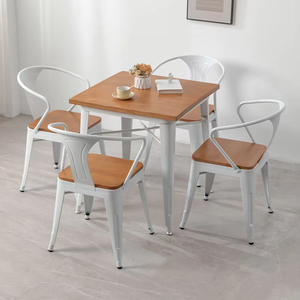 Mesa de Comedor Cuadrada de Metal y Hierro de Estilo Industrial Moderno con Tablero de Madera y Sillas Modernas para Restaurante, Hotel, Bar, Cafetería, <span class=keywords><strong>Bistro</strong></span> - Product Image 2