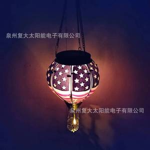Solar Hot Air Balloon Lantern American Flag Design LED Outdoor <b>Decorative</b> Light Hanging Garden Decoration - Product Image 3