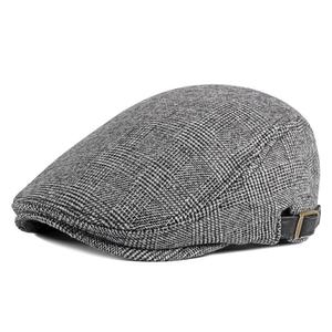 Nuevas Boinas <span class=keywords><strong>de</strong></span> Hombre para Primavera/Otoño, Boina Británica Retro <span class=keywords><strong>de</strong></span> Lana y Sarga, Sombrero Casual Tipo <span class=keywords><strong>Calabaza</strong></span>, Boinas Planas - Product Image 1
