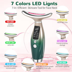 Alat pijat wajah elektrik 3 dalam 1, alat kecantikan wajah Leher untuk perawatan kulit termal pengangkat getaran - Product Image 5