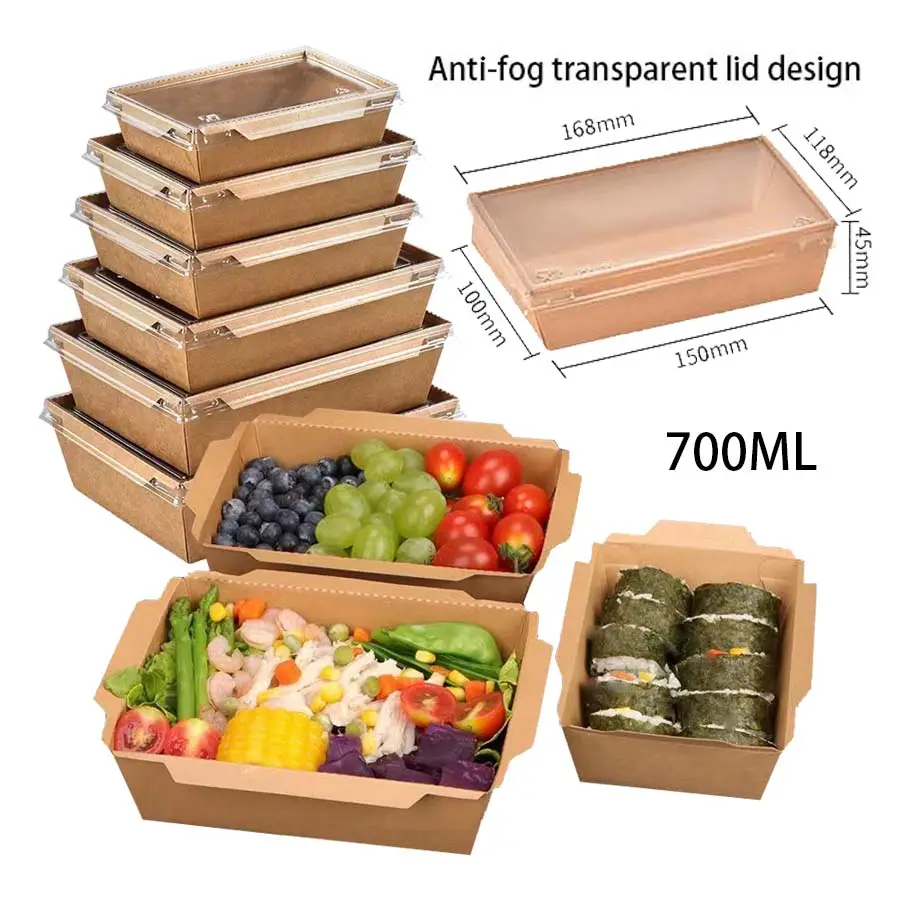 wholesale 700ML Food Paper Lunch Rice Chinese Packaging Disposable Custom Kraft Boxes Restaurant fast food meat Takeaway Box