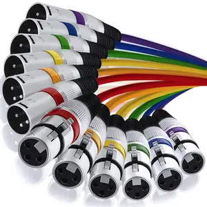 Cabos de microfone xlr coloridos, fio de cobra e microfone, macho para xlr, fêmea, cabos coloridos
