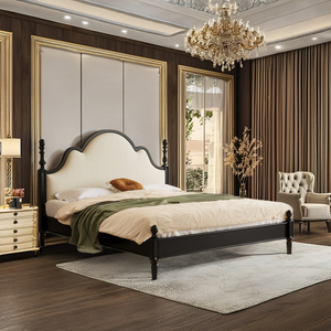 Massello legno rovere mobili Custom paese americano retrò di lusso <span class=keywords><strong>letto</strong></span> matrimoniale semplice intagliato colonna romana Soft Pack moderno <span class=keywords><strong>letto</strong></span> a parete - Product Image 3