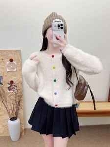 Cardigã Feminino de Mohair Felpudo com Gola Redonda e Botões, Manga Longa, Estilo Coreano, Coleção Outono Inverno 2026 - Sucesso de Vendas - Product Image 5