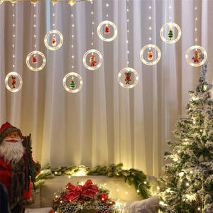 Cadena de luces <span class=keywords><strong>Led</strong></span> para ventana, lámpara de cortina con campana de <span class=keywords><strong>cascada</strong></span>, árbol de Navidad, muñeco de nieve, alce, Feliz Navidad - Product Image 1