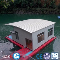 Maison flottante 100% recyclable, maison-bateau, maison aquatique, structure en aluminium WPC pour l'eau de mer, extérieur