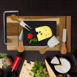Tabla de cortar de madera con juego de cuchillos para queso, tabla de cortar multifuncional para uso en la cocina - Product Image 2