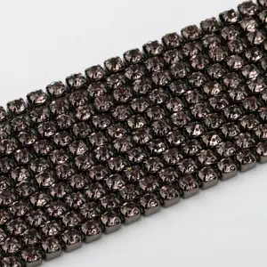 Rantai jean untuk pria SS12 rantai cangkir berlian imitasi kristal untuk aksesori pakaian