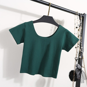 <span class=keywords><strong>Crop</strong></span> <span class=keywords><strong>top</strong></span> moulant à <span class=keywords><strong>manches</strong></span> papillon pour femme, coupe slim, taille haute, anti-boulochage, court - Product Image 3
