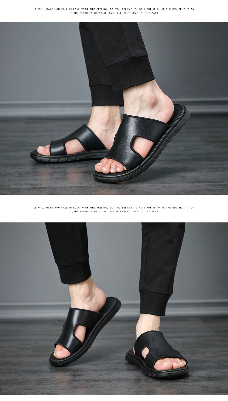 Men Slipper Sandal Shoes Summer Leather Sandals Men Beach Shoes Casual Slippers