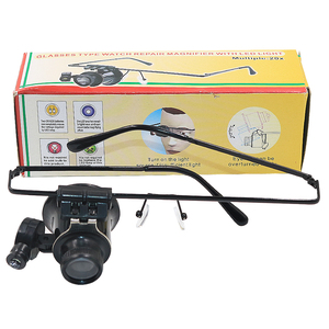 Lunettes loupe avec lumière LED 20 fois éclairage lecture bijoutiers horloger réparation porter - Product Image 4