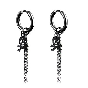 Wholesale Stainless Steel Ear <strong>Stud</strong> Chain Ear Clip Dangle Piercing Jewelry Punk Cross Black <strong>Earrings</strong> for <strong>Men</strong> Women - Product Image 4