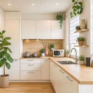 Gabinetes de Estilo Tronco de Bosque Personalizados para Toda la Casa, Espacio Familiar Pequeño, Freidora de Aire Integrada, Gabinetes Abiertos, Amplio Almacenamiento, Fácil de Limpiar - Product Image 1