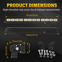 Barre lumineuse LED combinée Flood Side Beam ultra-mince à une rangée, étanche IP67, pour conduite tout-terrain 4x4 et camion