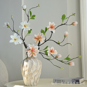 Yihua Floral Art Fleurs artificielles de magnolia du Lac de l'Ouest, branches de soie séchées, décoration intérieure, ornement de table pour salon - Product Image 4