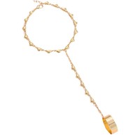 Bracelet personnalisé plaqué or avec maillons en forme de cœur, chaîne de main en acier inoxydable, bague de doigt, bijou délicat et minimaliste pour femme