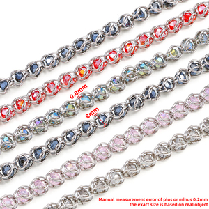 Manik-manik Kaca Kristal Warna-warni Stainless Steel 8mm Buatan Tangan dengan Rantai Metalik untuk Kerajinan Perhiasan Dekoratif Aksesoris Tahan Air - Product Image 2