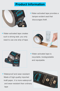 UJANG logo cetak kustom pita kertas Kraft berperekat dengan pengaktifan air hitam putih diperkuat dengan perekat - Product Image 5