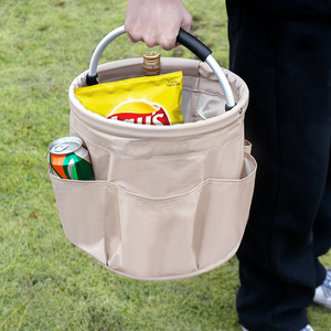 Foldable Picnic <strong>Basket</strong> with Aluminum Handle Multi-pocket Collapsible Beach Bag Outdoor Travel <strong>Storage</strong> <strong>Basket</strong> - Product Image 1
